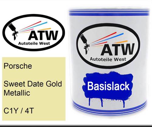 Porsche, Sweet Date Gold Metallic, C1Y / 4T: 1L Lackdose, von ATW Autoteile West.